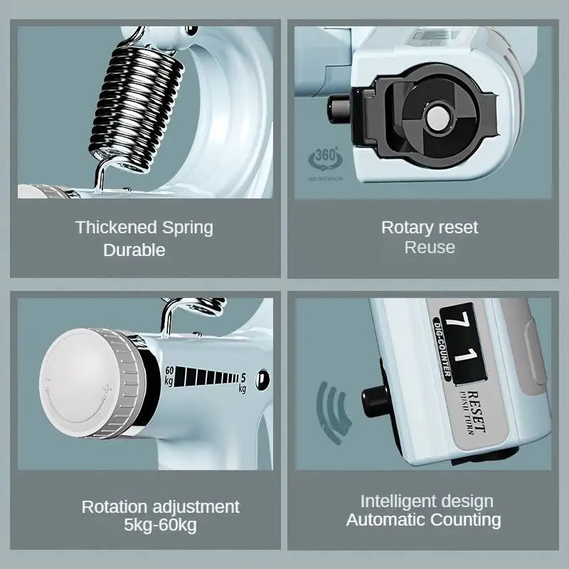 KingGrip™ Adjustable Hand Gripper – 5–60KG (Metal Counter Edition)